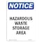 Signmission OSHA Notice Sign, 14" Height, Rigid Plastic, Hazardous Waste Storage Area Sign, Portrait OS-NS-P-1014-V-13347 - alternate 1